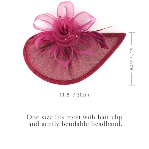 Image of DRESHOW Women Fascinator Hats Tea Party Hat Vintage Pillbox Hat Headband for Cocktail