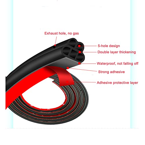 Car Door Seal Strip 5 Holes, 52.49Ft Automotive Weather Stripping Self-Adhesive Rubber Seal Cover Waterproof Soundproof Weatherstrip For Car, Truck, Suv, Rv, Home #TOP1