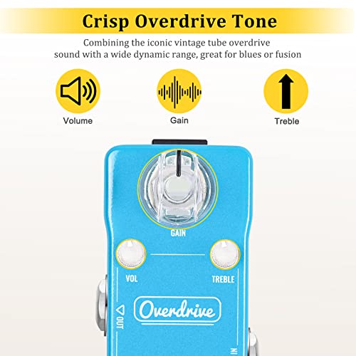 Overdrive Guitar Pedal Blue Fall Analog Electric Guitar Overdrive Effect Pedal Vintage Mini Overdrive Pedals For Electric Guitar Single Type Dc 9V True Bypass, By Vangoa #TOP5