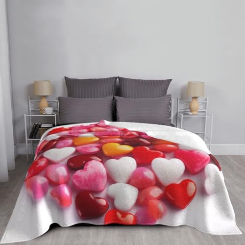 Couverture canapé microfibre douce 203x152 cm | Plaid flanelle toutes saisons cœur