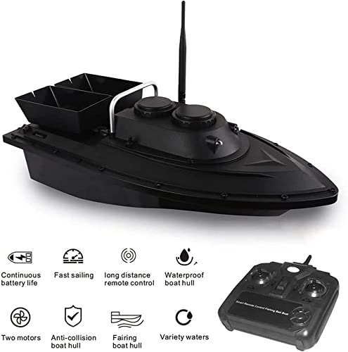 Bateau d'appât de pêche télécommandé noir et robuste à longue distance - 6