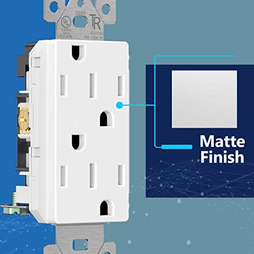 Lider Convertible Decorator Receptacle, Residential Grade And Ul Listed, Child Safe Tamper-Resistant Wall Outlet, Matte Finish, Modern Upgrades, 15A 125V, White #TOP2