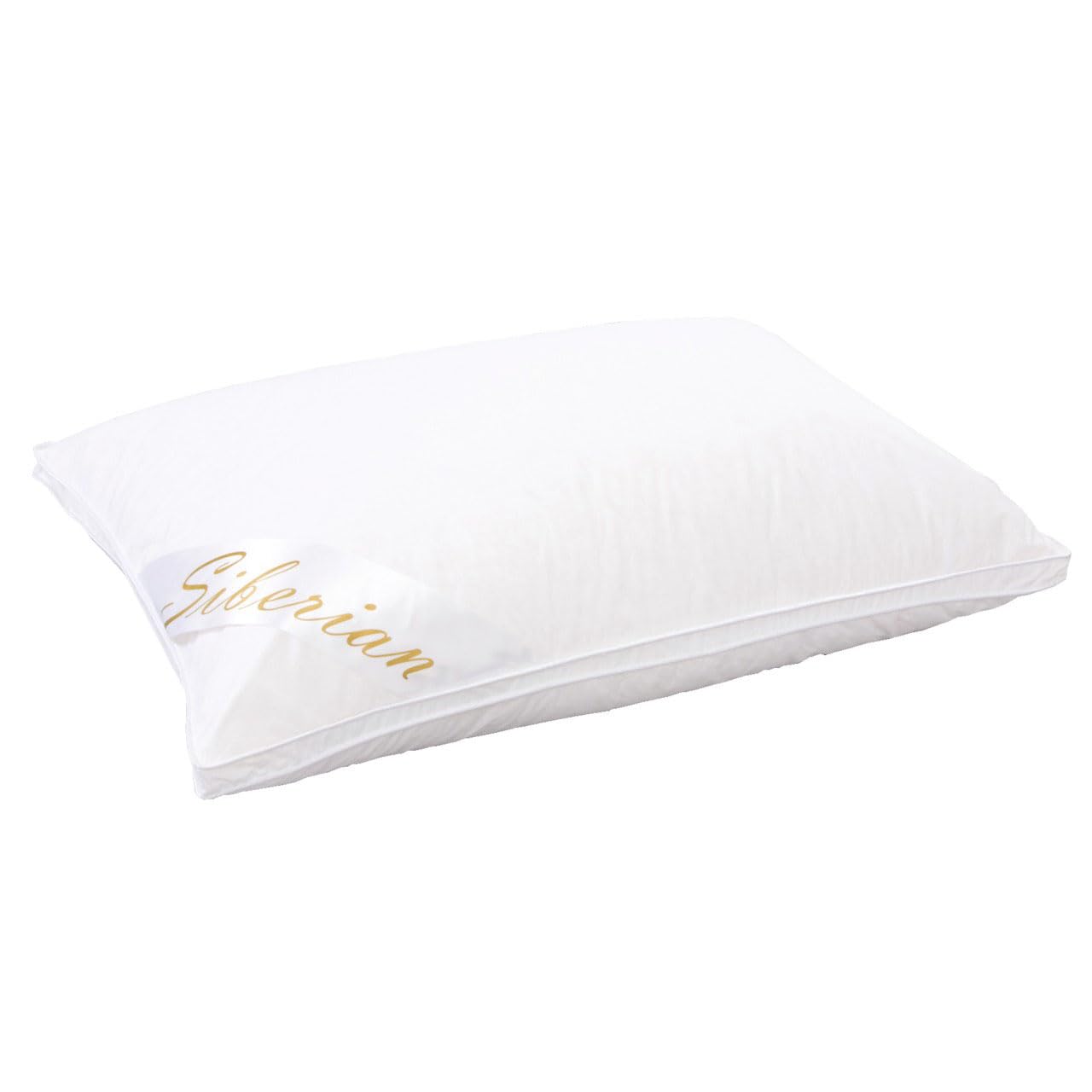 1 x Luxury Legends Siberian Goose Down Pillow โ Premium Supersoft Front Sleeper Pillow with Silky Smooth Breathable Pure Cotton Jacquard Cover with Piped Edges โ Measures W75 x D50cm, Standard Size
