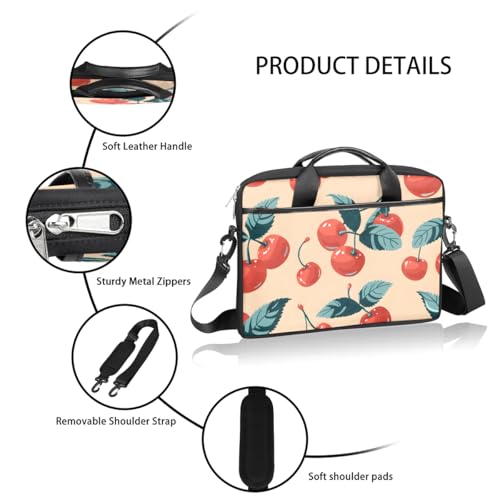 Shoulder Bag for Laptop Cherries Themed 14/15 Inch Laptop Sleeve Waterproof Computer Bag for Notebook & Tablet Shockproof Laptop Case for Work Travel4