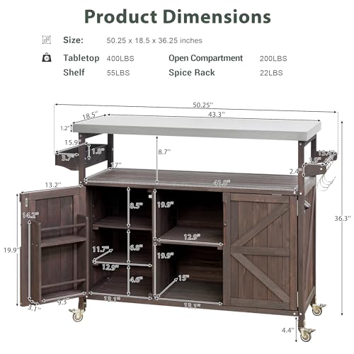 Merax-50-Outdoor-Kitchen-Grill-Cart-Island-on-Wheels-with-Stainless-Steel-TopFarmhouse-Style-Solid-Wood-Frame-Storage-Cabinet-for-Backyard Merax 50 Outdoor Kitchen Grill Cart Island on Wheels with Stainless Steel TopFarmhouse Style Solid Wood Frame Storage Cabinet for Backyard