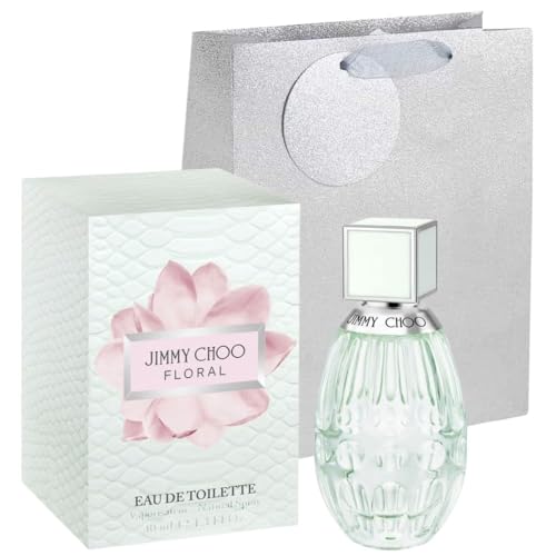 Jimmy Choo Floral Eau de Toilette 40ml Fragrance Spray for Women – Fruity, Floral and Musk Perfume Bundled with Gift Bag & Krisp Thank You Card | (1 Pack)