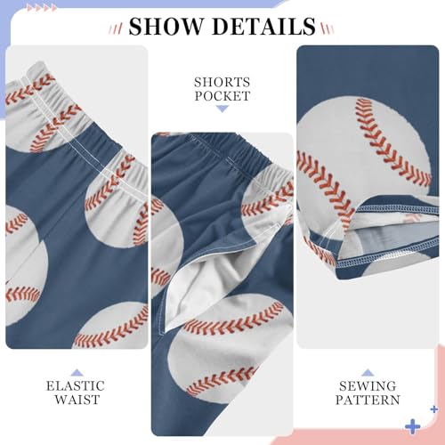 Baseball Balls Blue Lounge Pajama Pants Soft PJ Bottoms for Sleepwear Ages 6-14 Years4