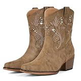 IUV Cowboy Boots for Women Ankle Cowgirl Boots with...