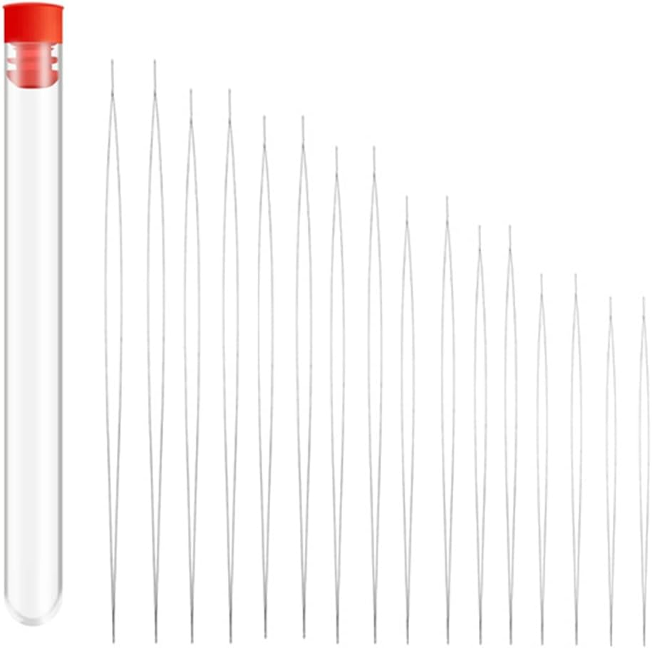 16 Pcs Beading Needle Bead Needle Beading Needles for Seed Beads Comes with a Needle Bottle,for Making Necklaces and Bracelets