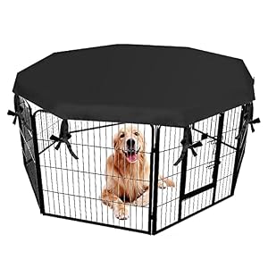 Dog Playpen Cover Aohcae 24 Wide 8 Panels Dog Pen Cover Sun Rain Proof Provide Shade and Security for Kennel Cover Outdoor and Indoor