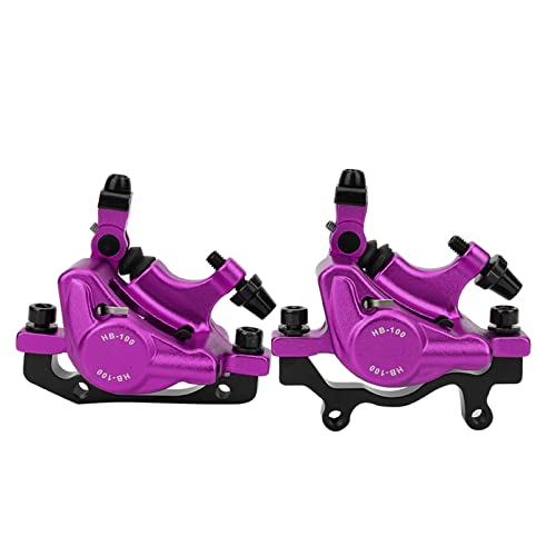 Luqeeg Juego de Frenos de Disco Hidráulicos para Bicicleta HB 100, Aleación de Aluminio Resistente Al Desgaste, con 5 Colores, para Plegado Eléctrico de Carretera de Montaña (Purple)