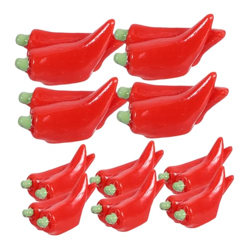 Yardwe 10pcs Lifelike Fake Chili Pepper Figurines Realistic Miniature Vegetable Ornaments for Creative Photography Props and Kitchen Decoration Detailed Craftsmanship and Unique Style
