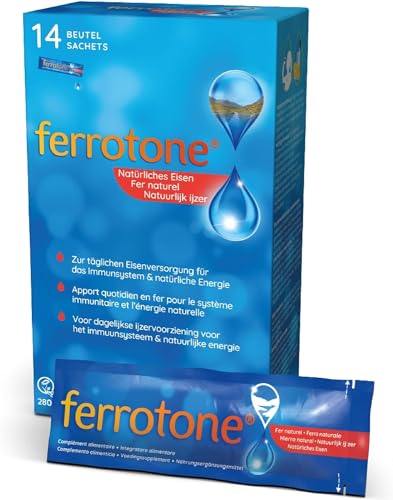 Ferrotone Eisen Liquid – Bei Eisenmangel & Müdigkeit – Natürliche Eisenquelle – Hohe Bioverfügbarkeit & Besser Verträglich als Hochdosierte Eisentabletten – Vegan – 14x20ml Trinkfertig