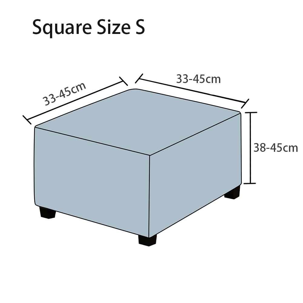 Copri Pouf Quadrato Fodera Ottomana Copri Sgabello Elasticizzato Fodera per Poggiapiedi Quadrato Blue Lake Quadrato S 33-45cm