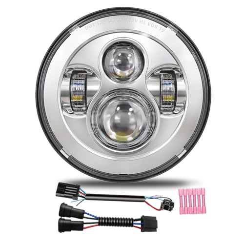 TRUCKMALL 7 Inch LED Headlight Motorcycle Headlights Compatible with Harley Davidson Touring Ultra Classic Electra Street Glide Fat Boy Heritage Softail Slim Deluxe Switchback Road King