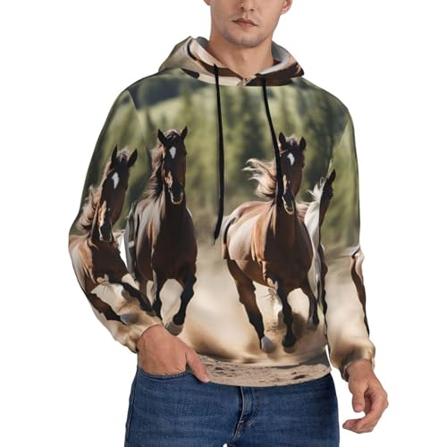 Sweat à capuche homme imprimé chevaux de course hoodie confortable Noir 4XL