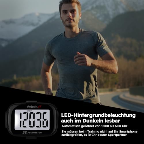 AVTREK Präziser 3D-Schrittzähler Mini-Schrittzähler für Walking oder Laufen im Freien Wanderaktivitäten