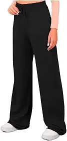 Calça Moletinho Pantalona Wide Leg Moletom Feminina Cós Largo Corte a Fio Sem Felpa