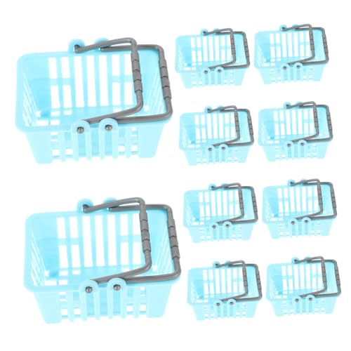 Vaguelly 10pcs Miniature Shopping Baskets Handled Storage Bins for Dollhouse Decor Boys and Girls' Pretend Play Sets