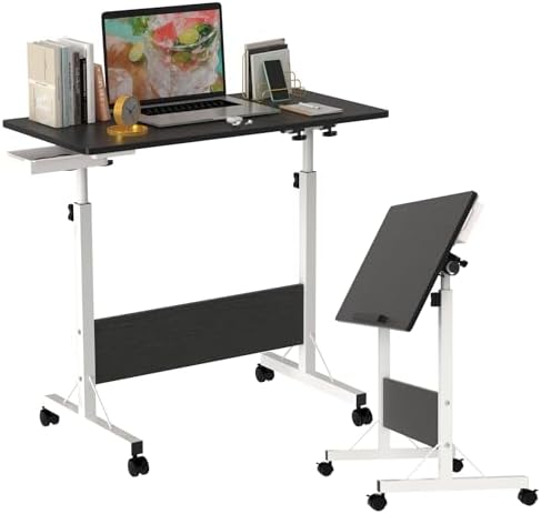 Lvhecforhm Laptoptisch Höhenverstellbar, Schwarz Schreibtisch ...