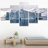 SIGNWIN 5 Panel Canvas Wall Art Modern Art Aerial Contemporary Cool Dramatic Multicolor Nature Photography Snow for Home Decorations Ready to Hang - 60
