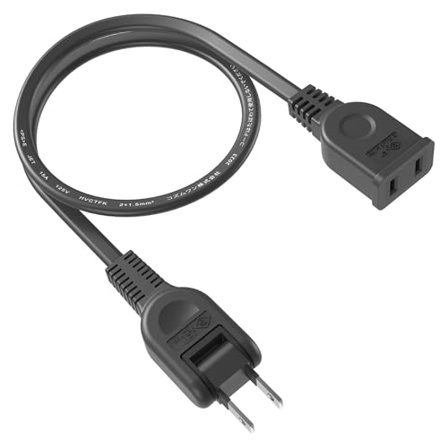 Amazon.co.jp: 電源コード 50cm ブラック 電源延長コード 2ピンプラグ