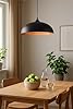 TEKHOME Lampadario a sospensione stile contemporaneo in metallo pendente a cupola attacco E27 luce tavolo cucina di colore nero o bianco Ø35 cm (NERO) B90-N #2