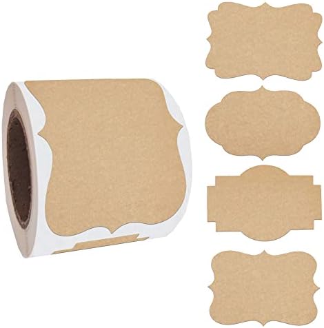 2" x 3" Kraft Label Stickers Writable Gift Labels, 200PCS Self-Adhesive Brown Labels for Essential Oil Bottle, Jars, Food Storage or Gift Decoration