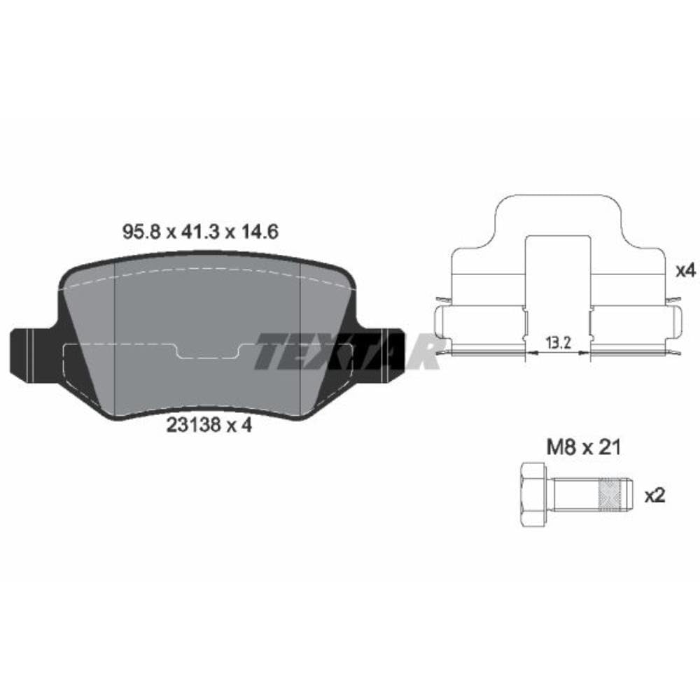 TEXTAR Bremsen Set Bremsscheiben Scheibenbremsen Ø258 Voll beschichtet hinten + Bremsbeläge Bremsklötze für A-Klasse B-Klasse
