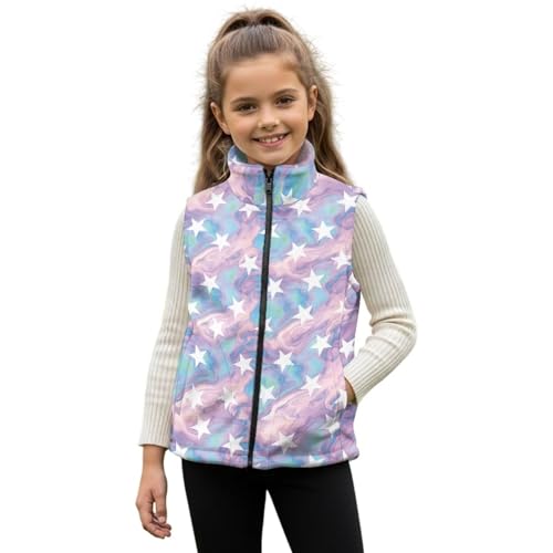 ORGYPET Girls Fleece Vest Little Girl Clothes for Toddler Girls' Outerwear Pink Vests 6-7 Star Vest Kids Fur Vests Size 10-12 Sleeveless Jacket Zipper Clothing Fashion Outfits for Fall
