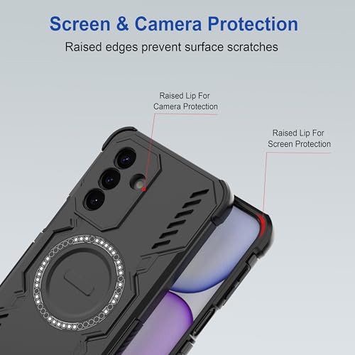 Image of Zapcase Back Case Cover for Samsung Galaxy A27 5G | Magnetic Case with Built-in Metal Ring | Supports MagSafe Charger, Wallet & Car Mount | Shockproof Hybrid PC + TPU | Black