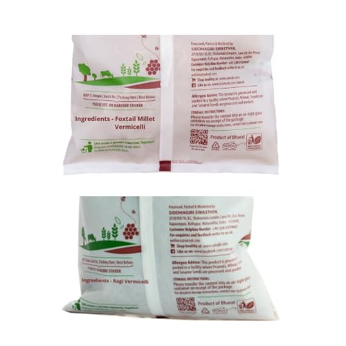 Image of S Siddhagiri's SATVYK THE HEALTH re STORE Combo Pack of Foxtail / Ragi Millet Vermicelli (200gms each) - Sevaiya | No Maida | Traditional Method Semiya | Preservative Free | Vegan | Chemical Free Vermicelli | Total 400gms