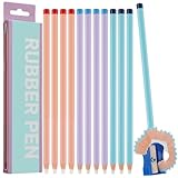 12 Stück Radiergummi Stift Grip, Eraser Pencil Präzise und saubere Radierung Precision Radierstift mit Spitzer für Kinder und Schule, Profis und Hobbykünstler