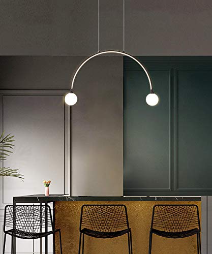Suspension LED table à manger noire d'architecte avec télécommande pour salon - 2