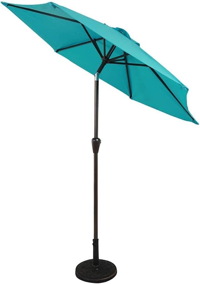 Parasol Umbrella Patio Umbrella with Push Button Tilt, UV Protection Protective Cover Market Table Umbrella, with 8 Sturdy Ribs, Green/Beige/Blue (Color : Beige)