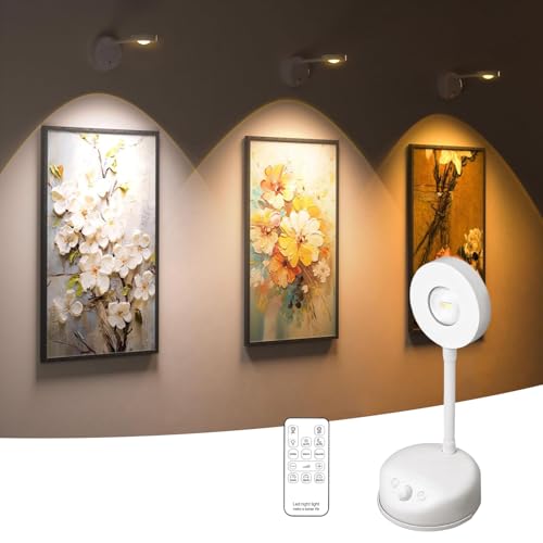 1個 ブラケットライト 壁用ピクチャーライト 2000mAh USB充電式 ウォールランプ LED間接照明 おしゃれ 3色調光 無段階調光 人感センサー 壁掛けライト リモコン付き 工事不要 省エネ 高輝度 スポットライト 装飾ライト 寝室 廊下 階段 玄関用 (白,1個)
