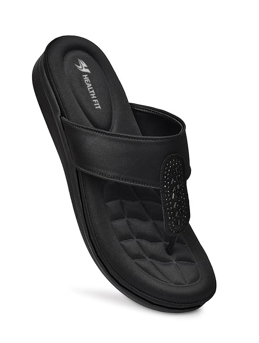Image of HEALTH FIT EXTRA SOFT Women's Comfortable Memory Foam Doctor Slippers /Flip-Flops|Fashionable Casual & Stylish|Lightweight & Breathable|Outdoor Synthetic Casual Chappals Sandals Ladies & Girls HF23