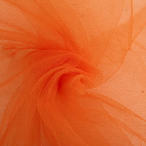 Image of Multi Purpose Solid Nylon Soft Net Combination Fabric - for Wedding, Parties, Costumes, and Decoration (32.8 x 4 Feet, Orange)