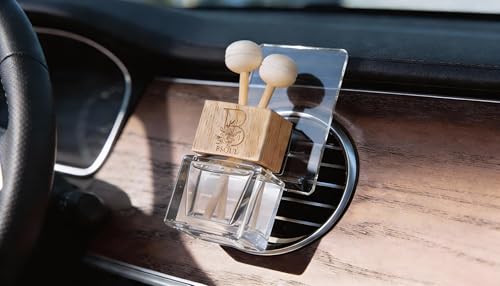 Image of BSOUL Vanilla Musk Car Air Vent Clip Perfume 8ml Pack Of 2 | Premium Wooden Car Diffuser with Essential Oils | Warm Vanilla & Musk Fragrance | Long-Lasting Luxury Car Air Freshener (White)