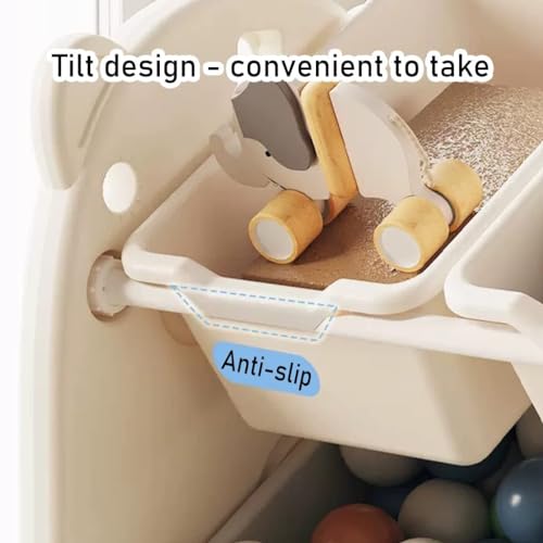 Image of oddpod Dino Baby hardlines Toy Organizer Storage Racks with Bins, Cute Cartoon Montessori Plastic Bookshelf for Children & Bedroom Shelf for Toys, Books, Clothes & Games - Pink (8+4 Bins)