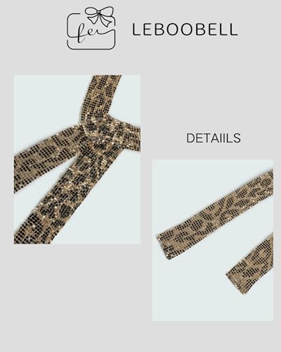 Women's Sequin Scarf Leopard Print Headband Sequin Lace-up Neckerchief Tie Party Night Club3