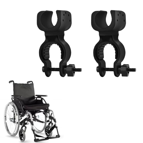 2pcs Walking Stick Holder Walking Stick Rack for Wheelchair Drive Rollator Walker Universal Crutches Stick Bracket Accessories for Elderly Walkers Wheelchairs Electric Scooters Mountain bikes(Black)