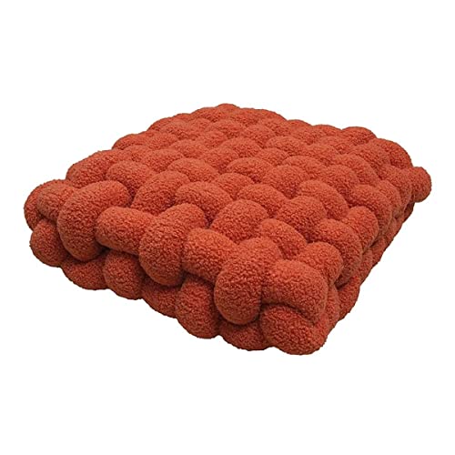 Cushion decoration cuddle cushion plush knot ball cushion knotted cushion knot pillow decorative cushion fluffy decorative cushion braided for sofa, bed, decorative,Grapefruit Red, 30×50×12CM