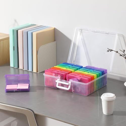 Image of novelinks Photo Storage Box and 16 Inner 4 inch x 6 inch Photo Storage Containers | 2Pack Color, Photo Albums 4x6 Pictures, Photo Organizers and Storage, Card Game Storage, Task Boxes for Special Education
