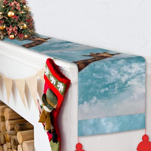 Chemin de table girafe antidérapant pour repas de Noël et anniversaire