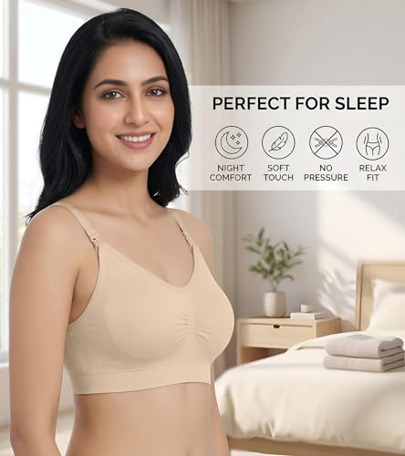 Image of DClub Comfort Revolution Seamless Bra -Easy lite Full-Coverage Wireless Everyday Bra with Soft Comfort with Removable Pad.