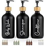 FCINNOVA Dispensador Jabon Baño Negro Mate 500ml Set de 3 Botes para Gel y...