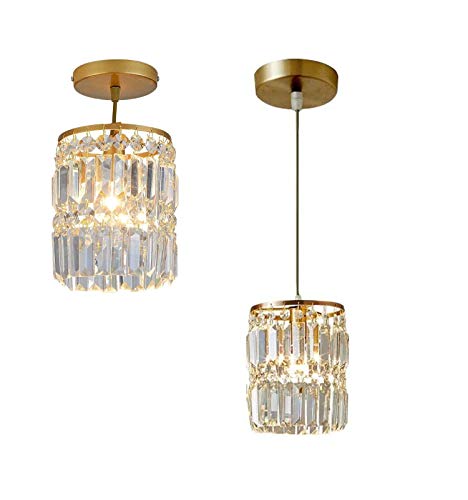ZYDTRIP Lámpara de techo colgante de cristal para salón, comedor, cocina, pasillo (oro romántico) Cover