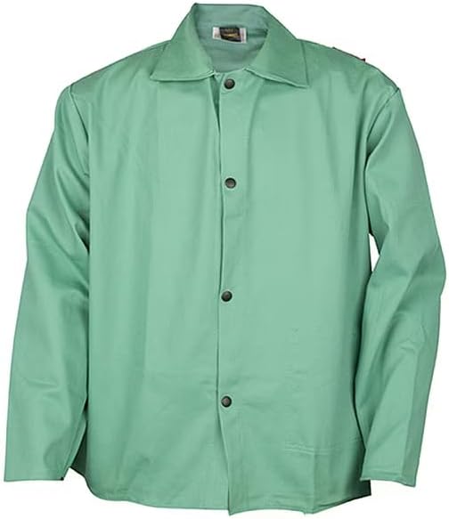 Welding Jacket, Cotton, Green, L, Mfr: 623036L-A