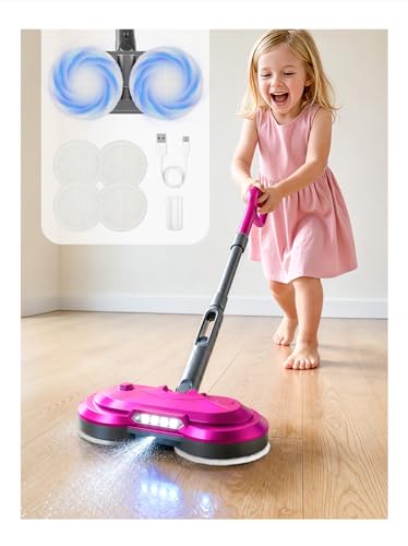 BLAXTEM Electric Mop Toy Rechargeable W/Water Sprayer (Rose Red)